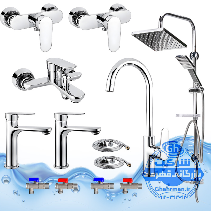 ست ۱۳ عددی شیرآلات برند آیدا صنعت مدل ونتو | شیر ظرفشویی + دو عدد شیر روشویی + شیر حمام + شیر توالت + علم دوش یونیورست صفحه استیل رسوب‌گیر + دو عدد شلنگ توالت + دو عدد شلنگ استیل + چهار عدد شیر پیسوار | کروم براق ( استیل براق )